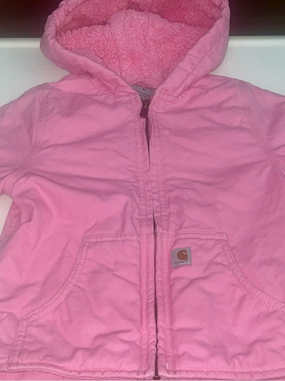 Carhartt Kids Pink Hooded Sherpa-Lined Jean Jacket